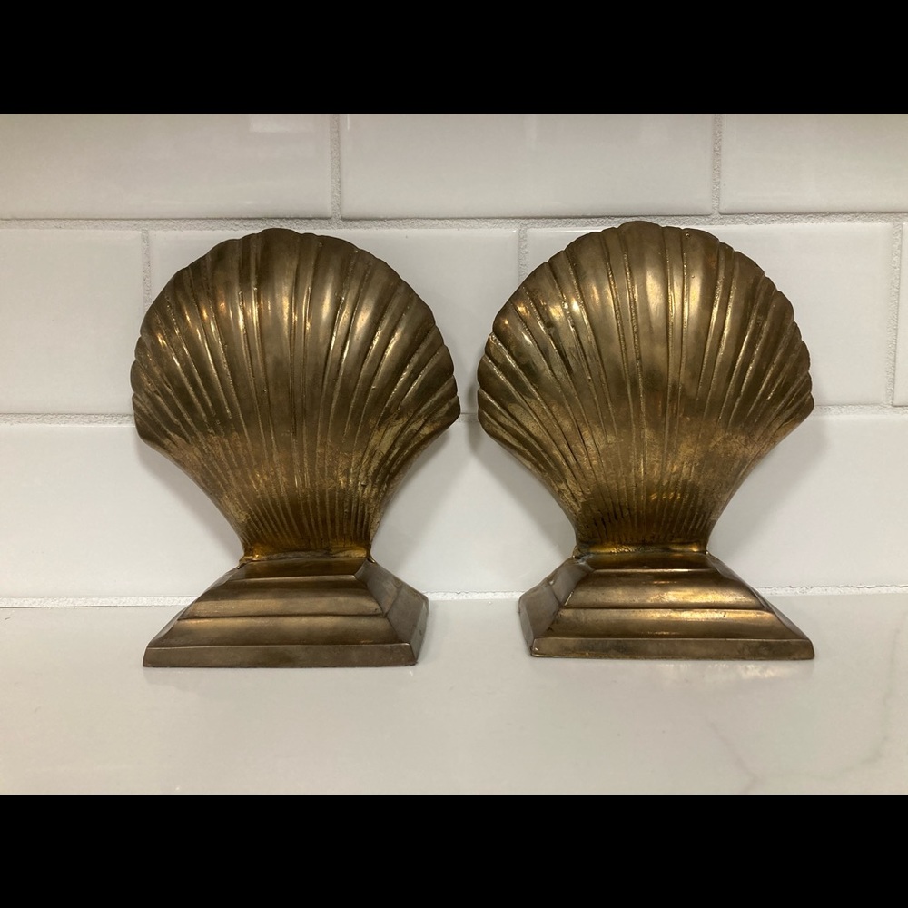 Brass Shell Bookends